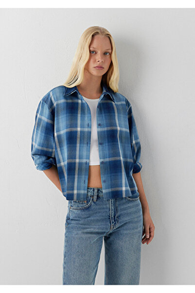 Mavi Kareli Lacivert Gömlek Loose Fit / Bol Rahat Kesim 1220411-A6851