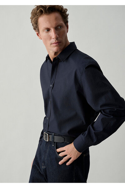 Mavi Lacivert Gömlek Loose Fit / Bol Rahat Kesim 0212091-70489
