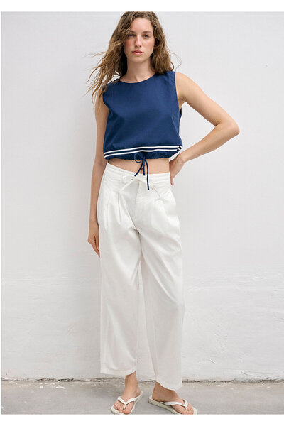 Mavi Pleated Waist Tie-Dye Ecru Trousers 1011257-70057