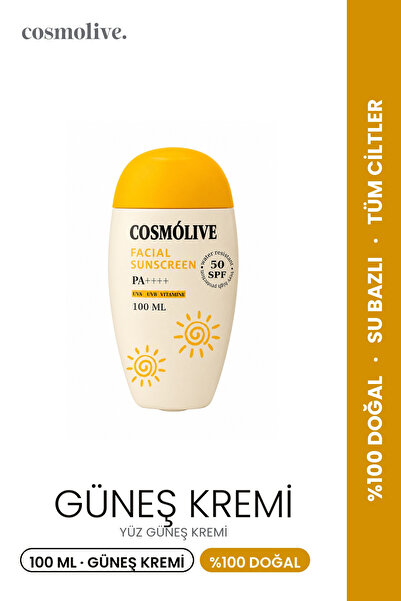 Cosmolive Güneş Kremi %100 Doğal Yüz Spf 5 Yağlı - Kuru - Karma Ciltler Su Bazlı