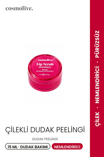 Cosmolive Dudak Peelingi Çilekli Nemlendirici Dudak Bakımı Kavanoz 15ml