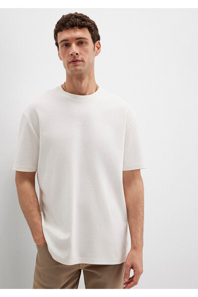 Mavi Logo Printed Ecru T-Shirt Loose Fit / Relaxed Fit 0613250-70057
