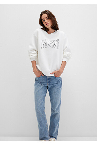 Mavi Logo Printed White Sweatshirt1611192-70057