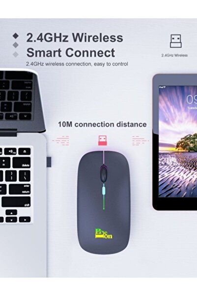 Genel Markalar Gox Rgb Işıklı Şarj Edilebilir Kablosuz Mouse