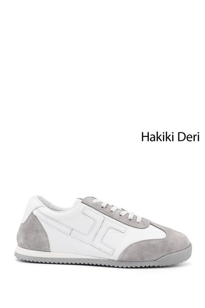 GÖNDERİ(R) Kadın Beyaz Lastik Bağcıklı Hakiki Deri Sneaker