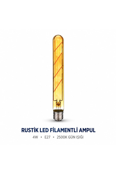 RBR T185 Rustik LED Filament Ampul 4W E27 2500K Gün Işığı Amber Vintage Ediso...