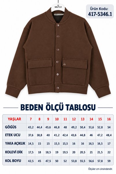 Mutlu Kids Erkek Çocuk Çıtçıtlı Okul Hırkası Kolej Yaka Cepli