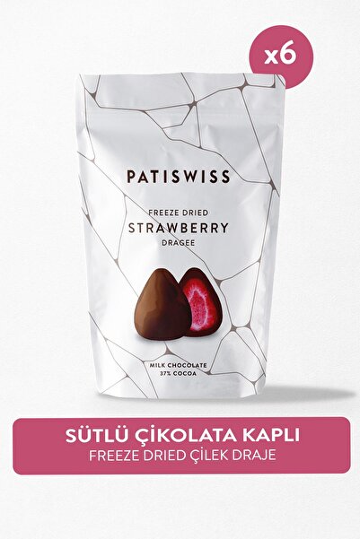 Patiswiss Sütlü Çikolatalı Çilek Draje, 80G x 6 Adet