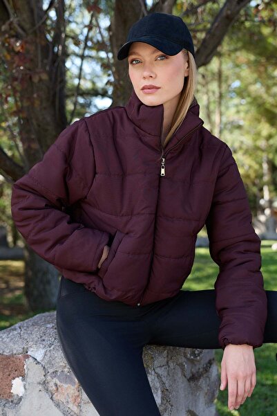 Fulla Moda Beli Lastikli Crop Şişme Mont