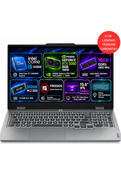 LENOVO LOQ Intel Core i5-13450HX 16GB 512GB SSD 15.6" FHD 144Hz RTX5060 8GB 1...