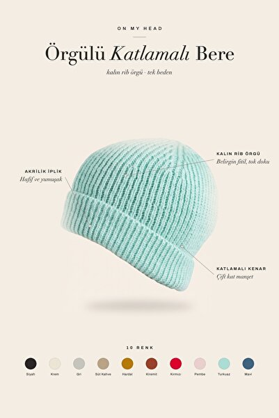 OnMyHead Turquoise Braided Folded Beanie