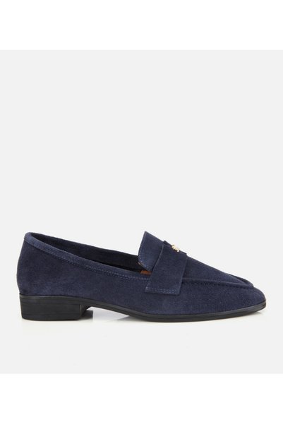 Hotiç Kadın Süet Deri Lacivert Yumuşak Dokulu Klasik Loafer