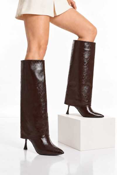 DYG STORE Stylish Women's Thin Heeled Boots with Trouser Leg Model Design