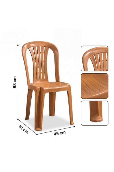 regnum plastik Ege Kolsuz Plastik Sandalye Teak 88x45x51 cm Bahçe Balkon Tera...