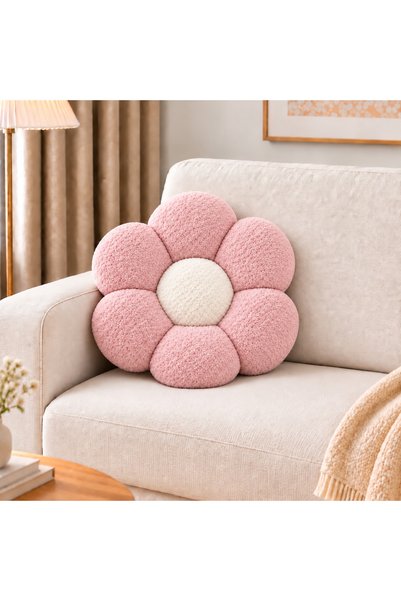 SEVHOME CONCEPT Soft Peluş Papatya Kırlent Dekoratif Yıkanabilir