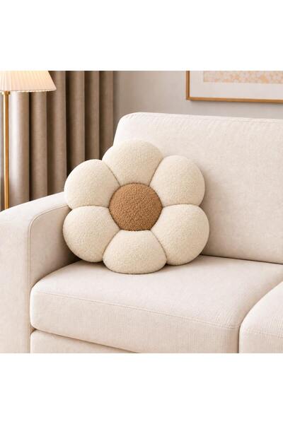 SEVHOME CONCEPT Soft Peluş Papatya Kırlent Dekoratif Yıkanabilir