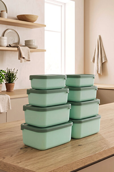 Kitchen Life Set de 8 recipiente dreptunghiulare de depozitare (0,43 ml-0,83 ...