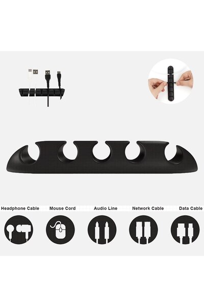 OEM Organizator Cabluri din Plastic Negru 13x2,1cm - Carlige Organizarea Cabl...