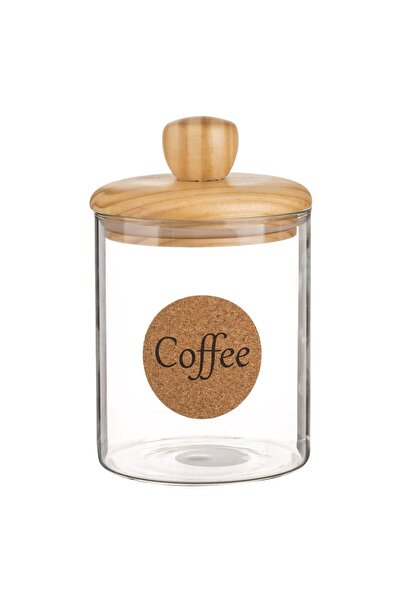 OEM Recipient din Sticla cu Capac de Lemn "Coffee" 700ml - Borcane Cafea Zaha...