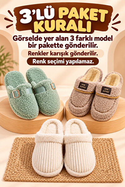 StWenn 3’lü Avantajlı Paket Kışlık Peluş Desenli Sessiz Ortopedik Taban Çeyiz...