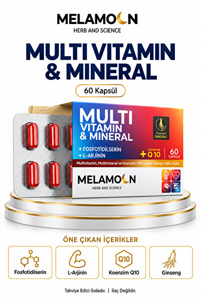 Melamoon Multivitamin , Tam Destek , Multimineral & Coenzim(KOENZİM) Q10 Kaps...