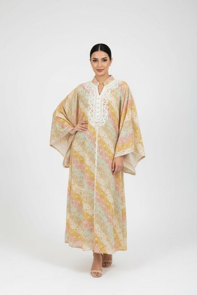 White colour جلابية نسائي فراشة