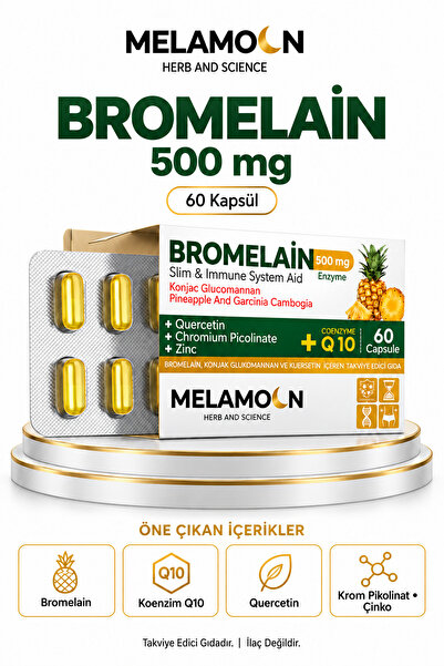 Melamoon Bromelain 500 Mg Ve Konjak Glukomannan Koenzim Q10(BROMELİN)-krom Pi...