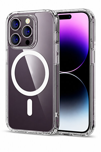 Powerfox iPhone 14 Pro Max Uyumlu Gerçek Magsafe Özellikli Sert Şeffaf Kılıf