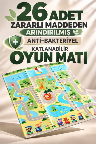 Urrenn Katlanabilir Bebek-Çocuk Oyun Matı 130x200 cm — CE Sertifikalı [Test R...