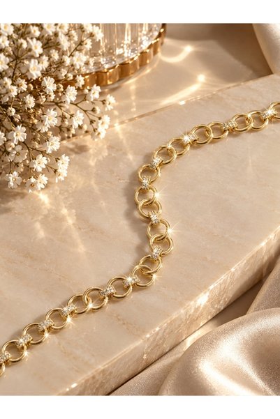 Gold Halka Model Çelik Bileklik