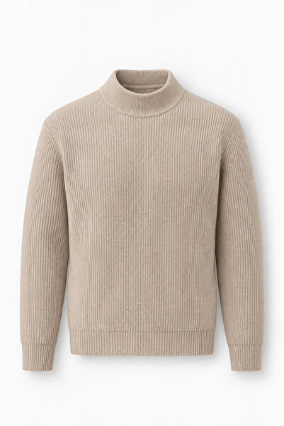 Valiberta Peck Half Turtleneck Thessaloniki Gestrickter Herrenpullover - Stone