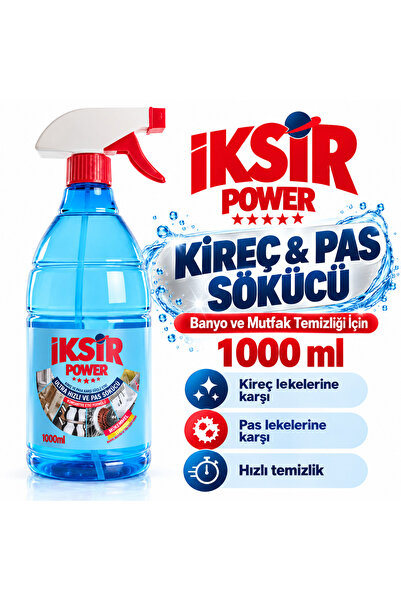 IKSIR Duşakabin, Fayans ve Armatür Kireç & Pas Sökücü Sprey 1000 ml – Banyo ve Mutfak Temizliği