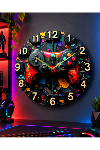 AA Shop Oyuncu Gamer Renkli Baskı Desenli Sayılı Hediyelik Ahşap Sessiz Tablo...