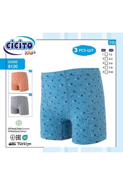 Cicito Boy's Cotton Lycra Patterned Comfortable Cut Boxer 3 Pack 8120
