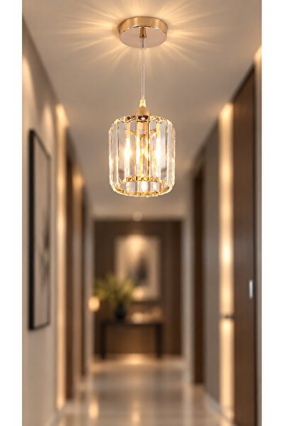 İstanbul Avize Sarkıt Tekli Gold Y-12 (PLAF.TESİSAT)kristal Taşlı Avize