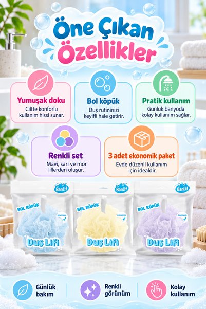Vlamor Three-Color Pompom Bath Loofah Set