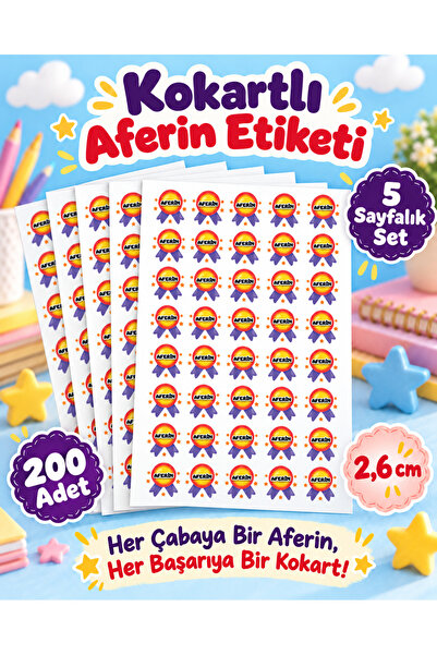 Etkinlikdenizi Kokartlı Aferin Öğretmen Etiketi 200 ADET