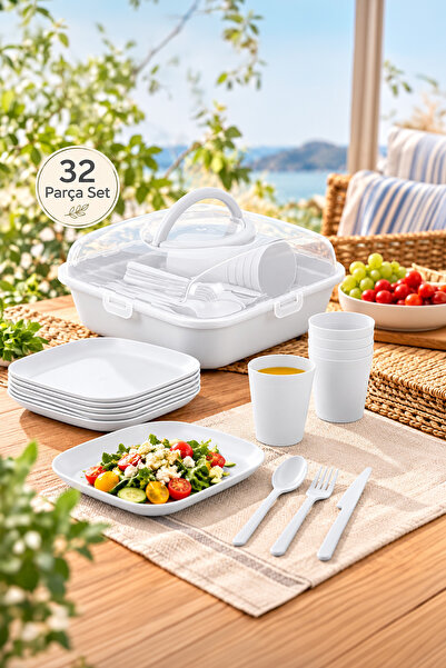Porsima 0039-2 Karizma 32 Parça 6 Kişilik Pratik Taşınabilir Piknik Seti - Sa...
