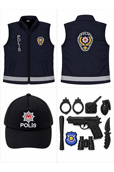 Liyavera Unisex Lacivert Polis Yeleği Kostümü Çocuk Kıyafeti 1