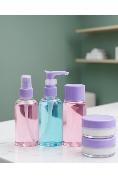 Generic Brand طقم حمام سفر شفاف محمول مكون من 5 قطع 30 مل