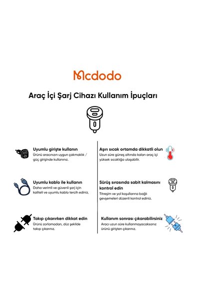 Mcdodo CC-5970 36W PD QC.30 TYPE-C USB GİRİŞLİ ÇAKMAKLIK SİYAH