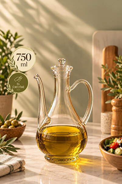 Porsima 5323 Borosilikat Cam Zeytinyağ Şişesi - Yağlık ve Sirkelik 750ml