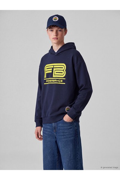 LC Waikiki سويت شيرت للأولاد مطبوع باللون الأزرق الداكن من Peak New Season