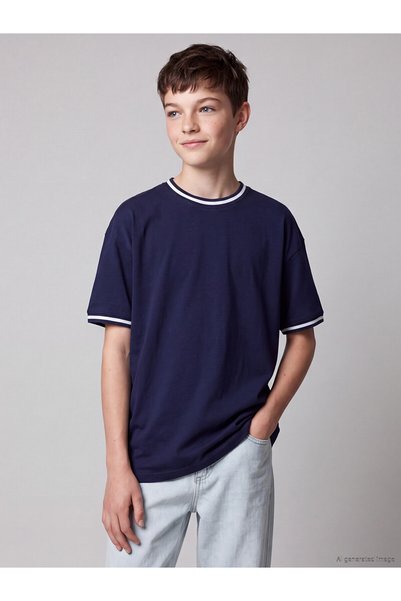 LC Waikiki Peak New Season Navy Blue Crew Neck Boys’ T-Shirt