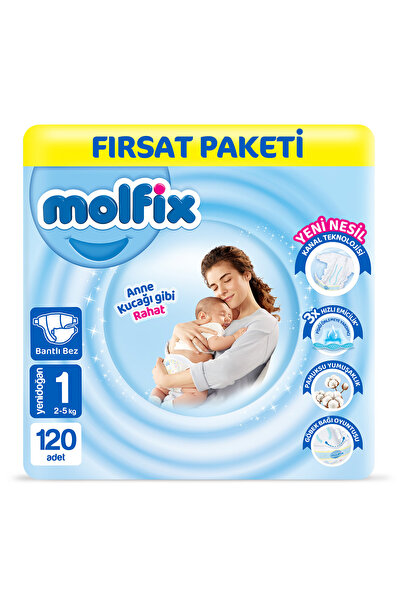 Molfix Baby Diapers Size 1 Newborn Opportunity Pack 120 Pieces