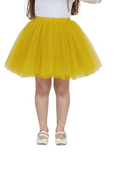 ERDEM KIDS Kız Çocuk Okul Bayramlık 23 Nisan Doğum Günü Tüllü Tütü Etek — Sarı