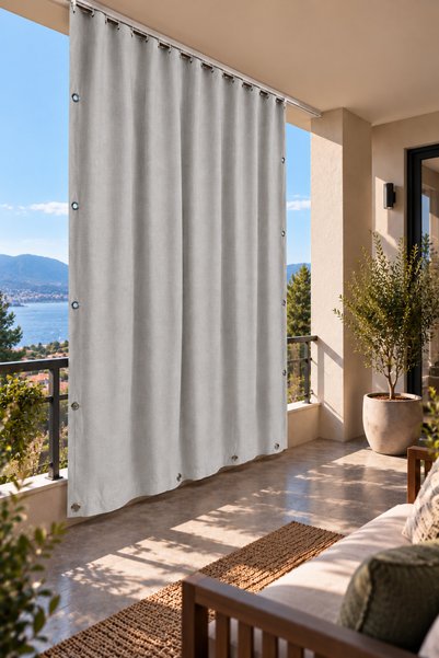 ALTINPAMUK Balkon Perdesi Enxboy Seçenekli Kuşgözlü Balkon Brandası Düz Gri Ty901