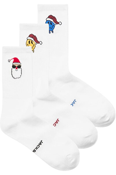 Jack & Jones JACK &JONES Melting Smiley 3 perechi socks - 12305877-White