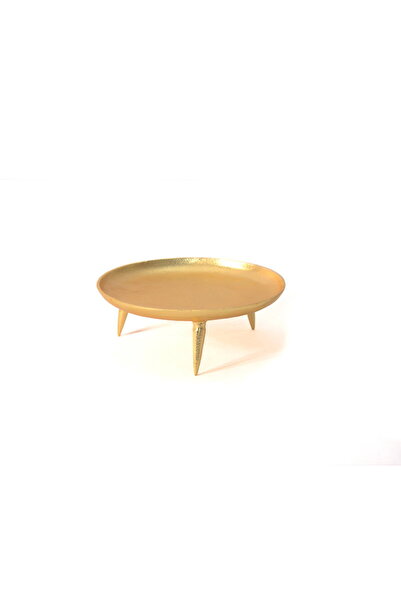 VERDA Small Gold Round Pedestal Serving Tray