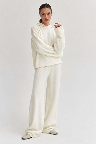 Madmext Ecru Hooded Women's Knitwear Set Mg2892